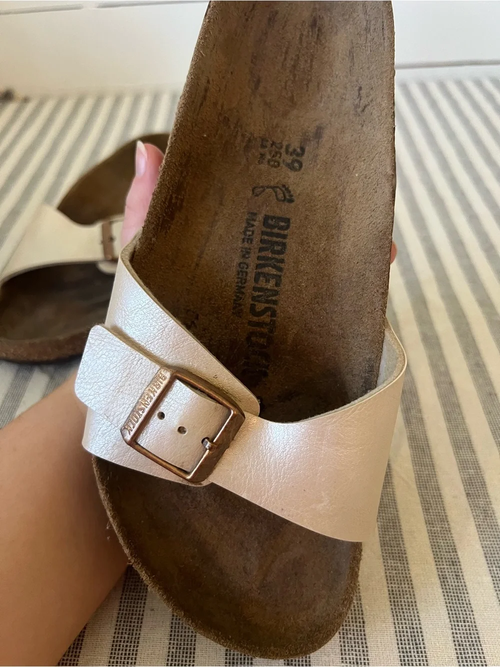 Birkenstock Madrid sandals in Graceful Pearl White
